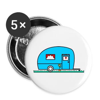 caravan. winnow. CAMPING CAR. camping. summer. humor. - Buttons large 2.2''/56 mm (5-pack) - white - Front