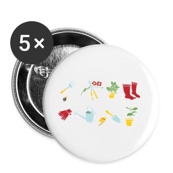 Gartenfee Gärtnerin Garten Gärtnern Kleingarten - Buttons groß 56 mm (5er Pack) - Weiß - Vorne
