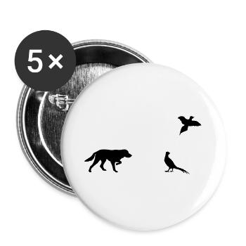 Fronting Dog & Pheasants Silhouette - Buttons large 2.2''/56 mm (5-pack) - white - Front