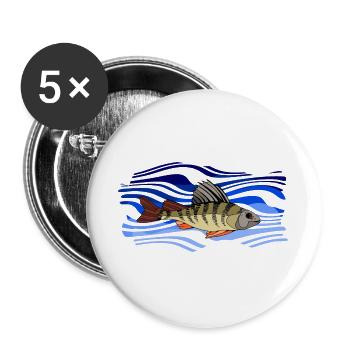 Poisson - Lot de 5 grands badges (56 mm) - blanc - Devant