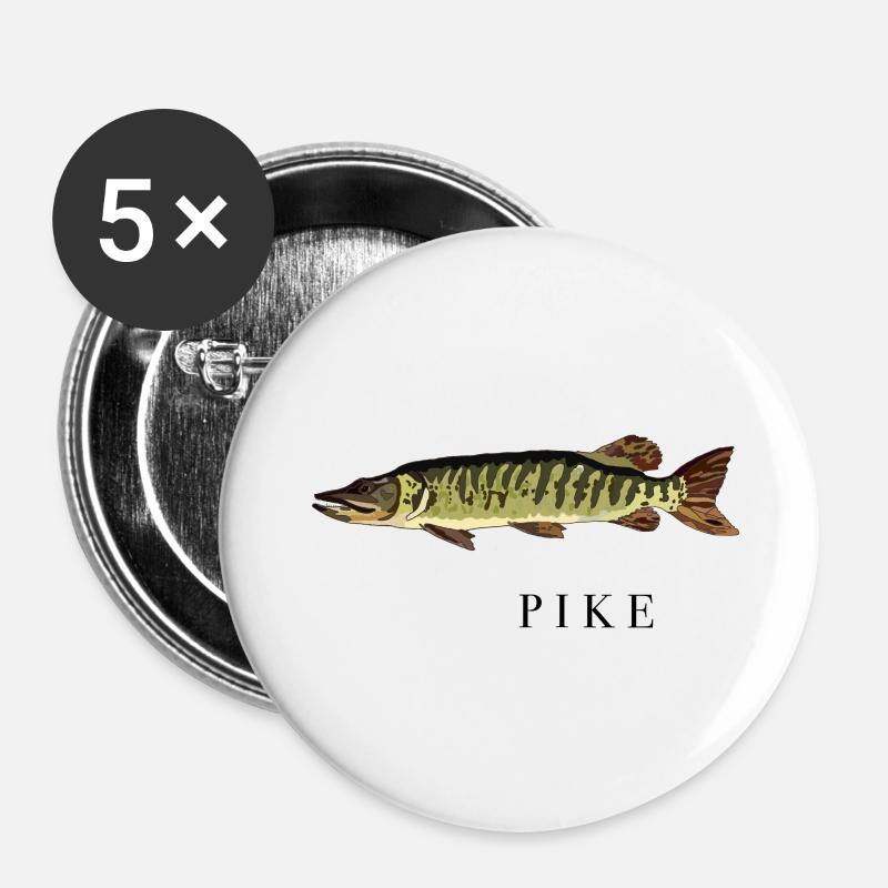 The Pike / der Hecht - Buttons large 2.2''/56 mm (5-pack) - white