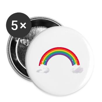 Arc-en-ciel coloré avec nuages LGBT LGBTQ Gay Pride - Lot de 5 grands badges (56 mm) - blanc - Devant