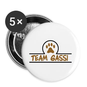 team gassi 02 - Buttons groß 56 mm (5er Pack) - Weiß - Vorne