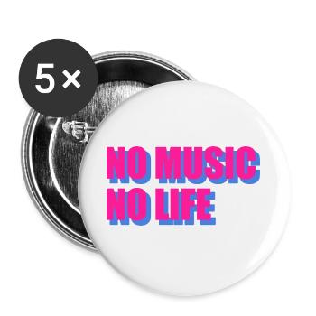 no music no life - Buttons large 2.2''/56 mm (5-pack) - white - Front
