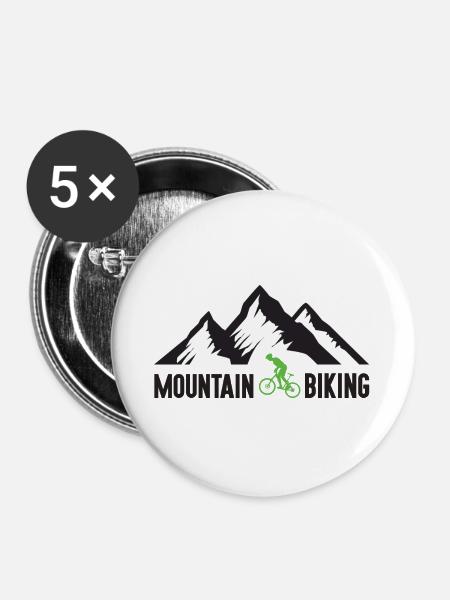 Mountainbiken - Buttons groß 56 mm (5er Pack) - Weiß