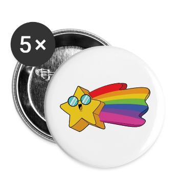 Stern Regenbogen - Buttons groß 56 mm (5er Pack) - Weiß - Vorne