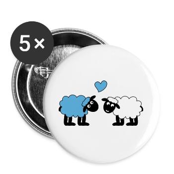sheep happily in love sheep sheep lamb heart - Buttons large 2.2''/56 mm (5-pack) - white - Front