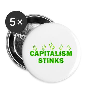 Capitalism stinks - Buttons large 2.2''/56 mm (5-pack) - white - Front