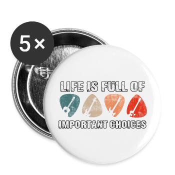 Cool Guitar Band Guitariste Guitariste Guitariste - Lot de 5 grands badges (56 mm) - blanc - Devant