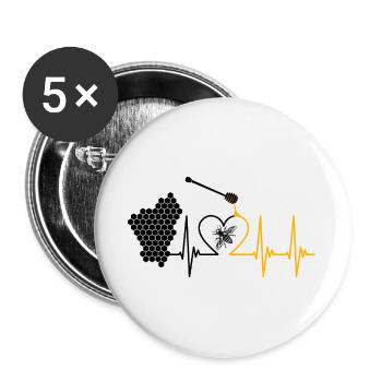 Bee, honey, pulse, honey bee, beekeeper, honeycomb - Buttons large 2.2''/56 mm (5-pack) - white - Front
