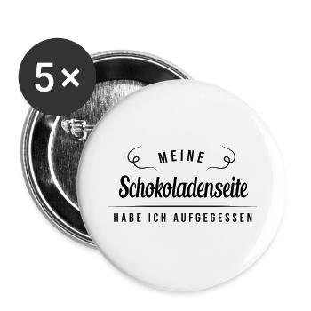 Meine Schokoladenseite Habe Ich Aufgegessen - Buttons groß 56 mm (5er Pack) - Weiß - Vorne