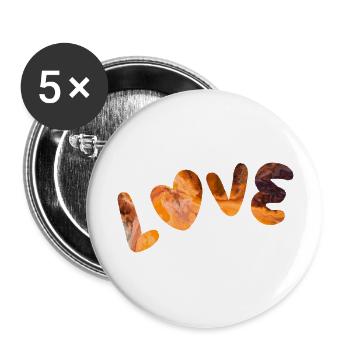 Amour amour Saint-Valentin coeur coeur chemise colorée - Lot de 5 grands badges (56 mm) - blanc - Devant