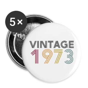 Jahrgang 1973 - Buttons groß 56 mm (5er Pack) - Weiß - Vorne
