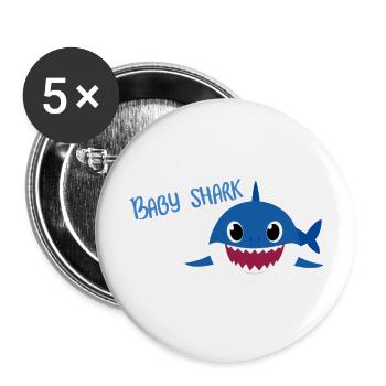 Shark - Lot de 5 grands badges (56 mm) - blanc - Devant