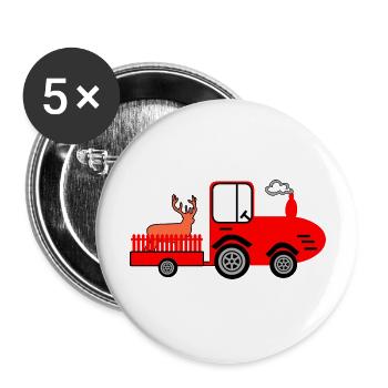 Traktor - Buttons groß 56 mm (5er Pack) - Weiß - Vorne