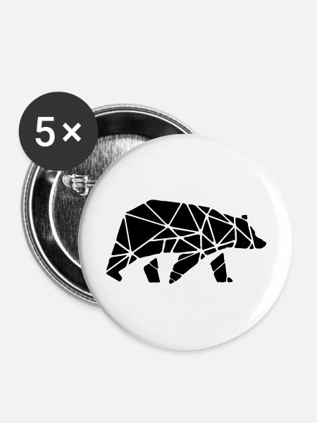 Bear - Buttons groß 56 mm (5er Pack) - Weiß