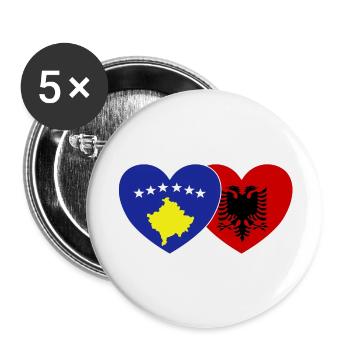 Kosovo Albanie Drapeau Cœur - Lot de 5 grands badges (56 mm) - blanc - Devant
