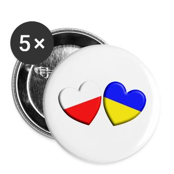 La Pologne soutient l’Ukraine - Lot de 5 grands badges (56 mm) - blanc - Devant