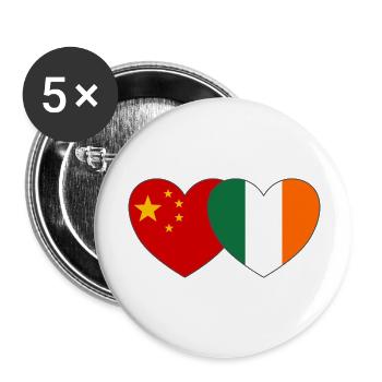 China Irland Flagge Herz - Buttons groß 56 mm (5er Pack) - Weiß - Vorne