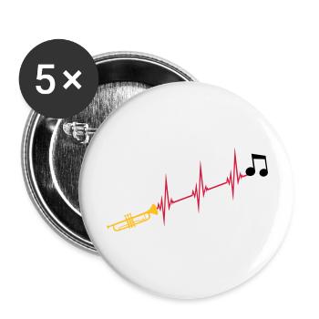 Note de musique trompette heartbeat - Lot de 5 grands badges (56 mm) - blanc - Devant