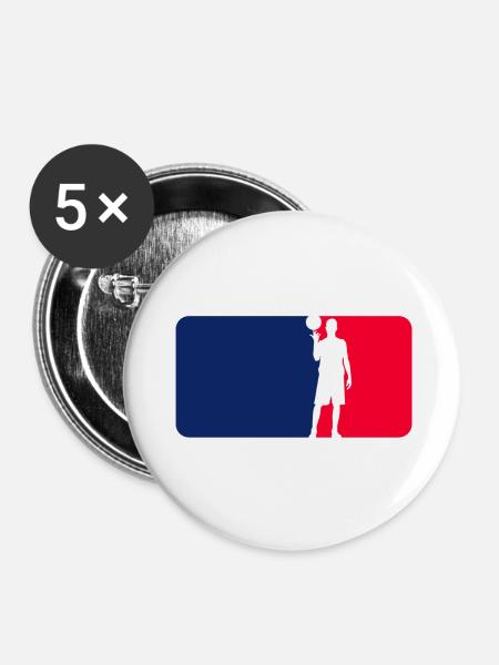 Basketball Logo - Buttons groß 56 mm (5er Pack) - Weiß