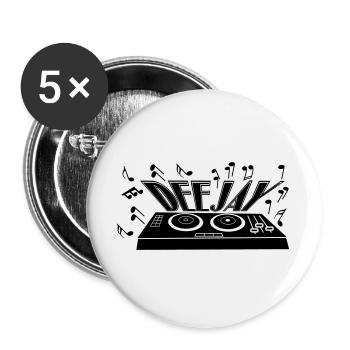 Deejay with turntable and tones - Buttons large 2.2''/56 mm (5-pack) - white - Front
