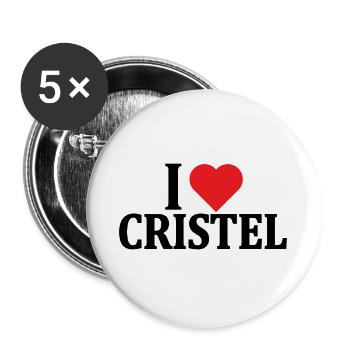T-shirt J’adore Cristel t-shirt idée cadeau - Lot de 5 grands badges (56 mm) - blanc - Devant