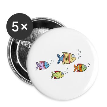 colorful fish water sea graffiti children's drawing - Buttons large 2.2''/56 mm (5-pack) - white - Front