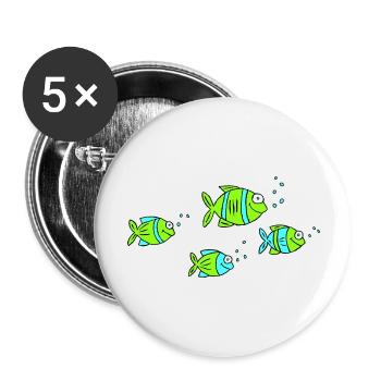 Fish Water Sea Graffiti Children's Drawing Nature - Buttons large 2.2''/56 mm (5-pack) - white - Front