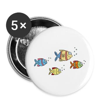 colorful fish water sea graffiti children's drawing - Buttons large 2.2''/56 mm (5-pack) - white - Front