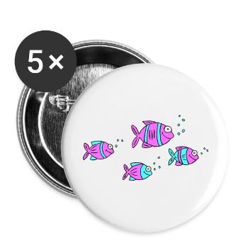 Poisson Cichlide Eau Mer Graffiti Dessin - Lot de 5 grands badges (56 mm) - blanc - Devant
