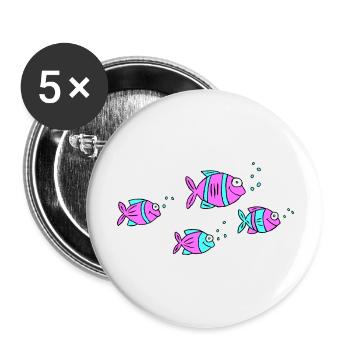 Poisson Cichlide Eau Mer Graffiti Dessin - Lot de 5 grands badges (56 mm) - blanc - Devant
