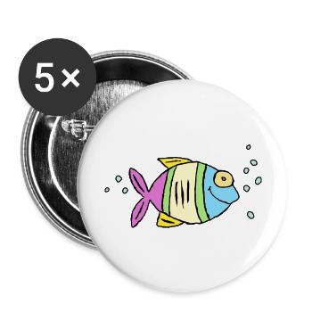 Poisson Cichlide Eau Mer Graffiti Dessin - Lot de 5 grands badges (56 mm) - blanc - Devant