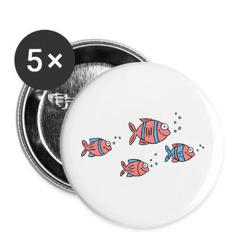 Poisson Cichlide Eau Mer Graffiti Dessin - Lot de 5 grands badges (56 mm) - blanc - Devant