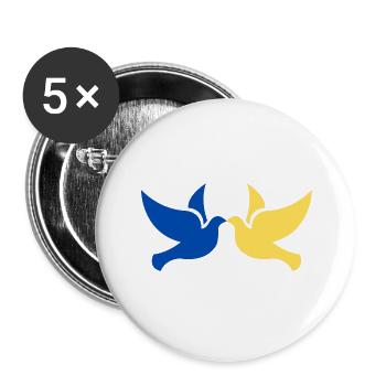 Ukraine Frieden Tauben - Buttons groß 56 mm (5er Pack) - Weiß - Vorne