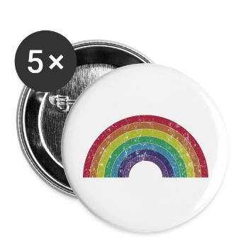 Gay Pride Regenbogen Vintage Shirt Design - Buttons groß 56 mm (5er Pack) - Weiß - Vorne