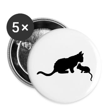 Mama Katze Kitten Silhouette - Buttons groß 56 mm (5er Pack) - Weiß - Vorne