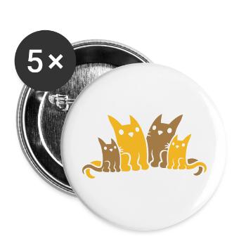 Famille Papa Mama Cats - Lot de 5 grands badges (56 mm) - blanc - Devant