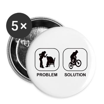 Fahrrad Radeln Fahrradtour Radfahren Mountainbike - Buttons groß 56 mm (5er Pack) - Weiß - Vorne
