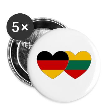 Germany Lithuania Flag Heart - Buttons large 2.2''/56 mm (5-pack) - white - Front