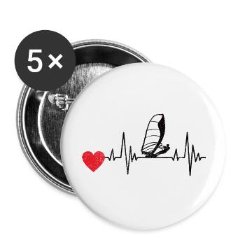 Windsurfer Surf Planche à voile Cadeau Kitesurfer - Lot de 5 grands badges (56 mm) - blanc - Devant
