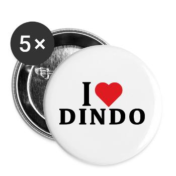 T-shirt I love Dindo t-shirt gift idea - Buttons large 2.2''/56 mm (5-pack) - white - Front