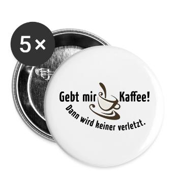 Kaffee Koffein Frühstück früher Vogel Morgen Latte - Buttons groß 56 mm (5er Pack) - Weiß - Vorne