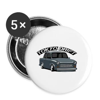 Retro Car Drift Graphics - Buttons large 2.2''/56 mm (5-pack) - white - Front