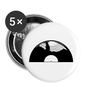Retro halbe Vinyl Schallplatte - Buttons groß 56 mm (5er Pack) - Weiß - Vorne