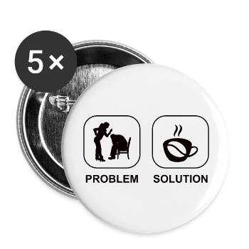 Café Cadeau Café Grain de Café Tasse de Café Caféine - Lot de 5 grands badges (56 mm) - blanc - Devant