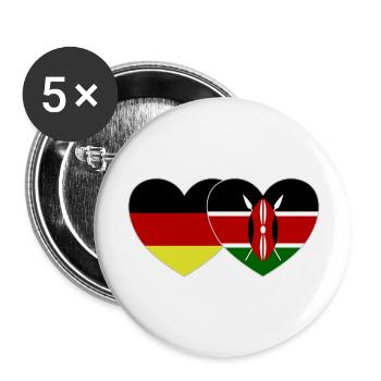 Germany Kenya Flag Heart - Buttons large 2.2''/56 mm (5-pack) - white - Front
