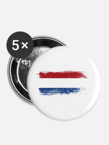 Pinselstrich Holländische Trikolore - Buttons groß 56 mm (5er Pack) - Weiß