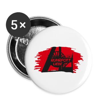 Ruhrpottliebe schlägt in meiner Brust - Buttons groß 56 mm (5er Pack) - Weiß - Vorne
