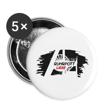 Ruhrpottliebe schlägt in meiner Brust - Buttons groß 56 mm (5er Pack) - Weiß - Vorne